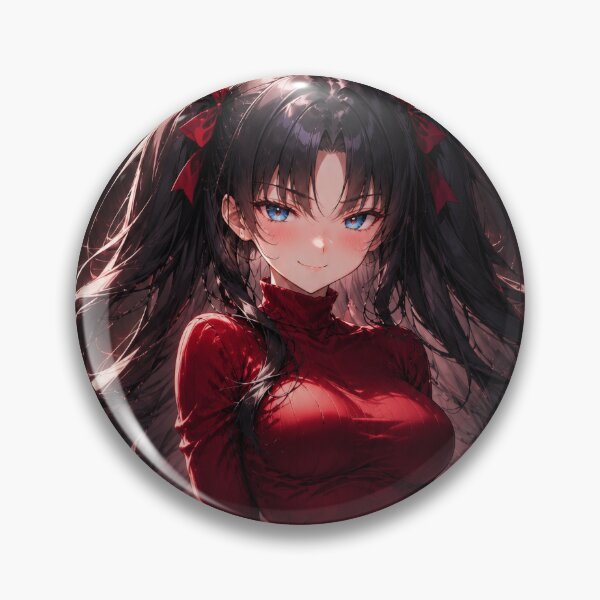 Item preview, Elegant Rin Tohsaka Anime Fan Art - Crimson Aesthetic Portrait designed and sold by iloveanimechibi.
