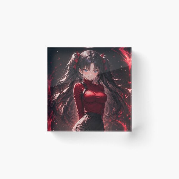 Item preview, Elegant Rin Tohsaka Anime Fan Art - Crimson Aesthetic Portrait designed and sold by iloveanimechibi.