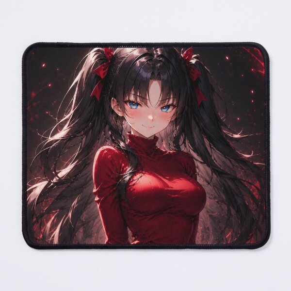Item preview, Elegant Rin Tohsaka Anime Fan Art - Crimson Aesthetic Portrait designed and sold by iloveanimechibi.