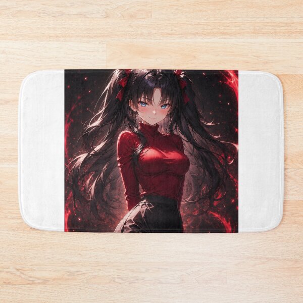 Item preview, Elegant Rin Tohsaka Anime Fan Art - Crimson Aesthetic Portrait designed and sold by iloveanimechibi.