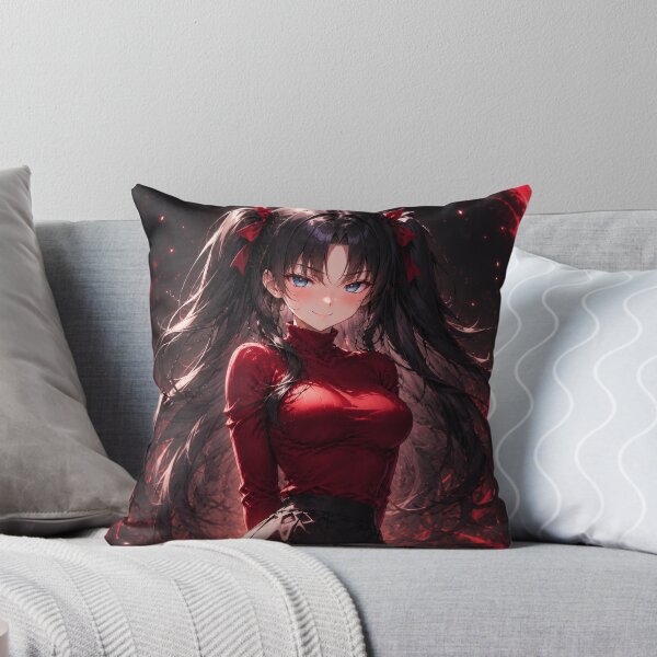 Item preview, Elegant Rin Tohsaka Anime Fan Art - Crimson Aesthetic Portrait designed and sold by iloveanimechibi.