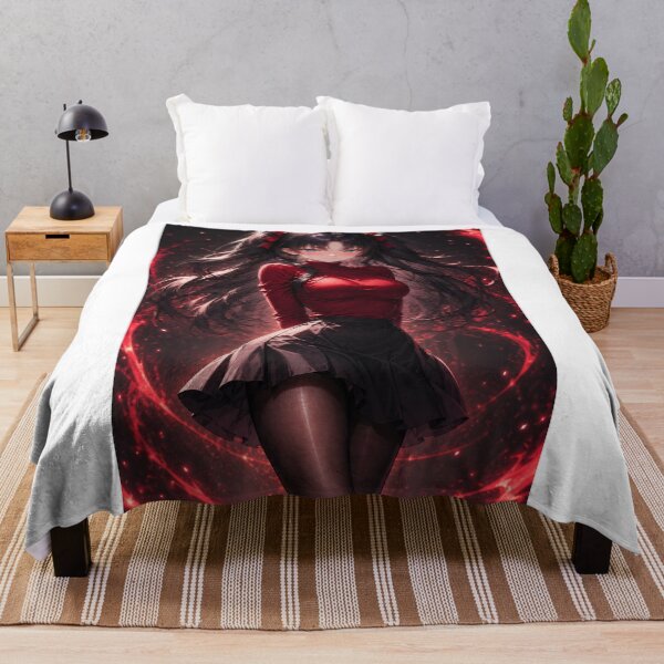 Item preview, Elegant Rin Tohsaka Anime Fan Art - Crimson Aesthetic Portrait designed and sold by iloveanimechibi.