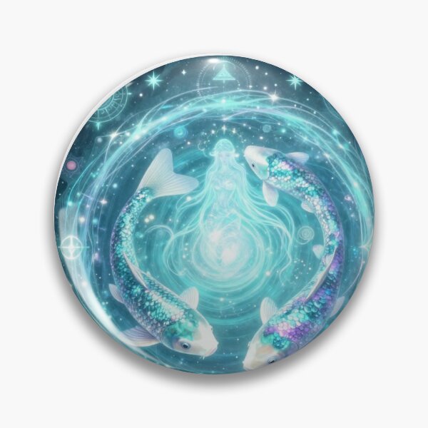 Item preview, Pisces Zodiac Aesthetic - Mystical Koi Fish and Water Goddess designed and sold by Atlasoloji.