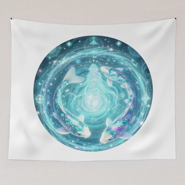 Item preview, Pisces Zodiac Aesthetic - Mystical Koi Fish and Water Goddess designed and sold by Atlasoloji.