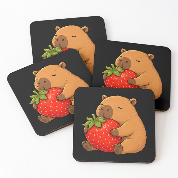 Item preview, Cute Capybara Hugging Strawberry Kawaii Funny Capybara designed and sold by Littermin.
