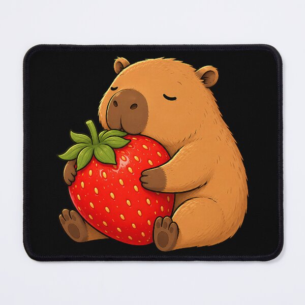 Artikelvorschau, Niedlicher Capybara umarmt Erdbeere Kawaii Lustiger Capybara entworfen und verkauft von Littermin.