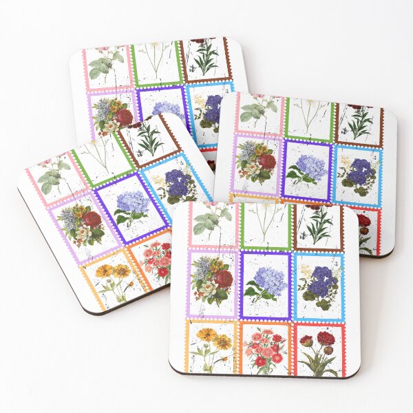 Item preview, Vintage Botanical Stamp Collection - Aesthetic Retro Flower Art designed and sold by Atlasoloji.
