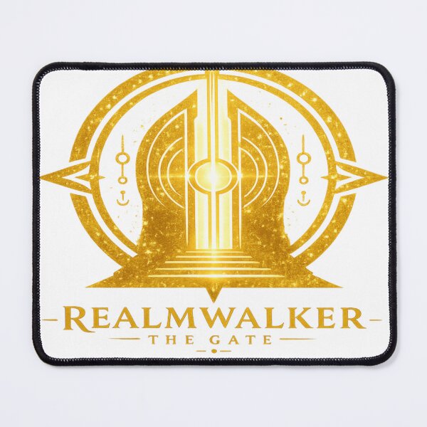 Item preview, Realmwalker The Gate | Fantasy Portal Emblem Gold Logo T-Shirt | Cosmic Sci-Fi Streetwear designed and sold by Lifehackerplus1.