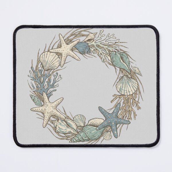 Item preview, Coastal Seashell and Coral Wreath — Beach Botanical Illustration designed and sold by Ortsas.