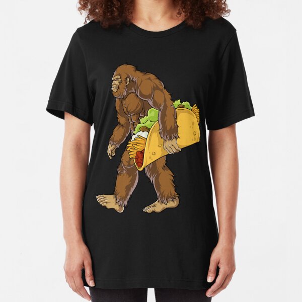 Bigfoot and Lawn Flamingo Adult Womens Long-Sleeved Tee Shirt