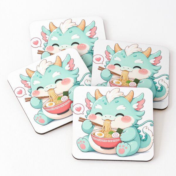 Item preview, Cute Dragon Eating Ramen Kawaii Sticker designed and sold by StickersHul.