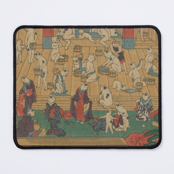 Item preview, Vintage Japanese Bathhouse Cat Ukiyo-e: Anthropomorphic Sento Cats designed and sold by vekotpu.