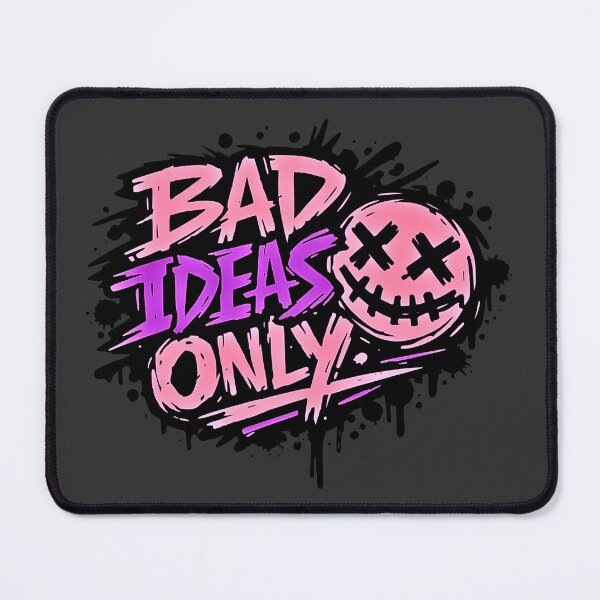 Item preview, Bad Ideas Only - Pink Graffiti Quote with Stitched Smiley Punk Streetwear designed and sold by PrimalBeastLab.
