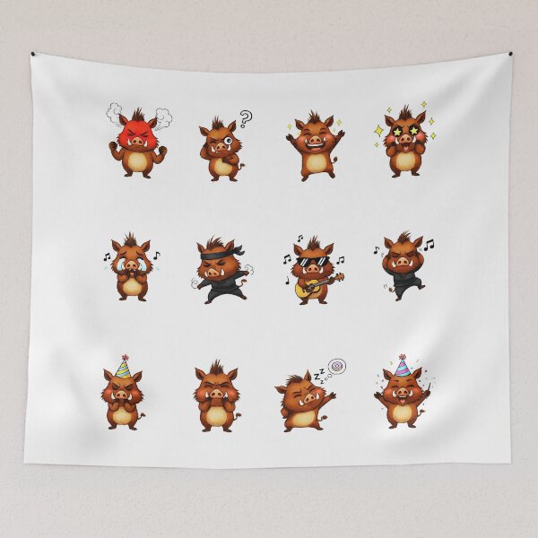 Item preview, Cute Wild Boar Character Sticker Pack Emojis designed and sold by RamyGallery.