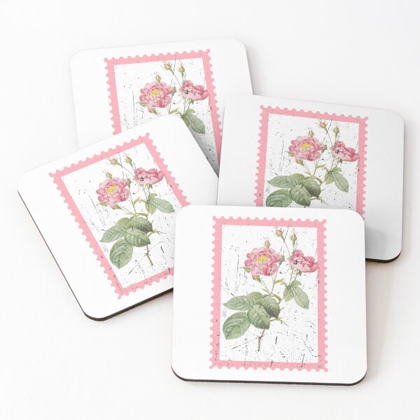 Item preview, Vintage Pink Rose Stamp - Aesthetic Floral Botanical Art designed and sold by Atlasoloji.
