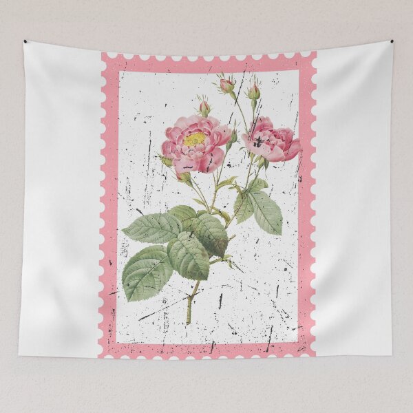 Item preview, Vintage Pink Rose Stamp - Aesthetic Floral Botanical Art designed and sold by Atlasoloji.