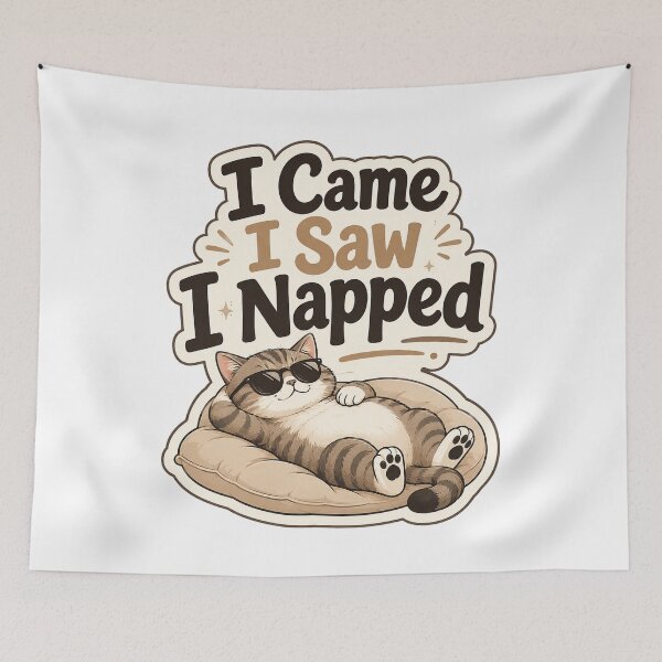 Item preview, I Came I Saw I Napped Funny Cat Design designed and sold by ArtsyExplorer.