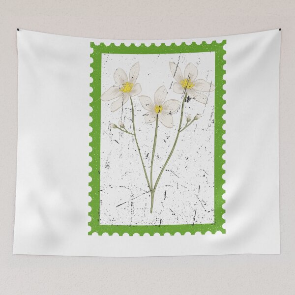 Item preview, Vintage White Wildflower Stamp - Aesthetic Botanical Flower Art  designed and sold by Atlasoloji.