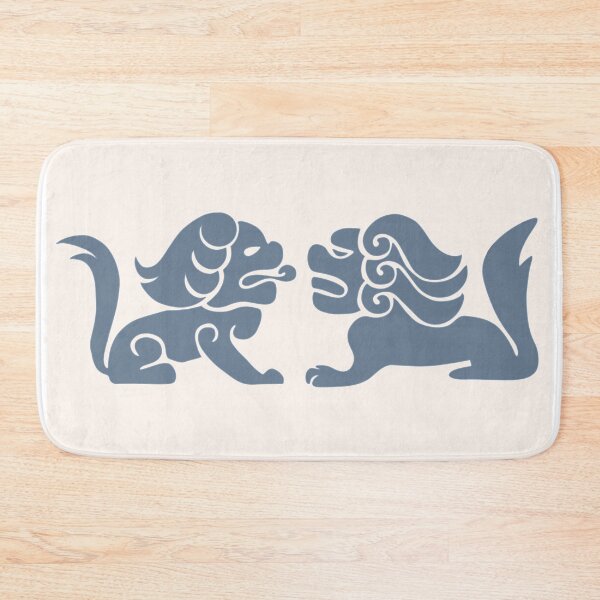Item preview, Korean Traditional Lion Pattern Wall Art — Slate Blue Minimalist Print designed and sold by DaHaeStudio.