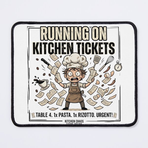 Item preview, Running On Kitchen Tickets - Sarcastic Restaurant Life Graphic designed and sold by BrewChef.