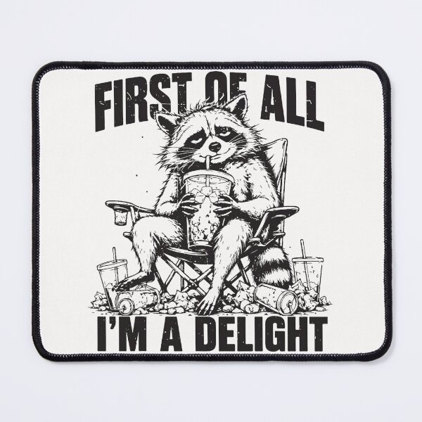 Item preview, Funny First of All Im a Delight Raccoon Drinking Iced Coffee designed and sold by Littermin.