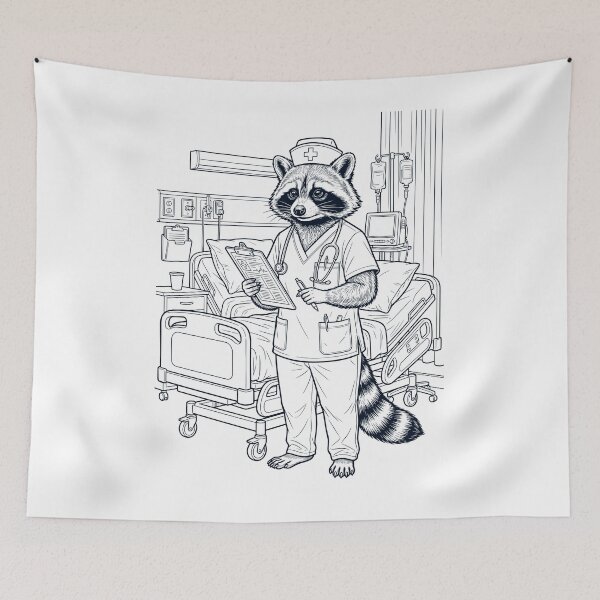 Item preview, Vintage Raccoon Nurse Animal Lover designed and sold by TerryConnells.
