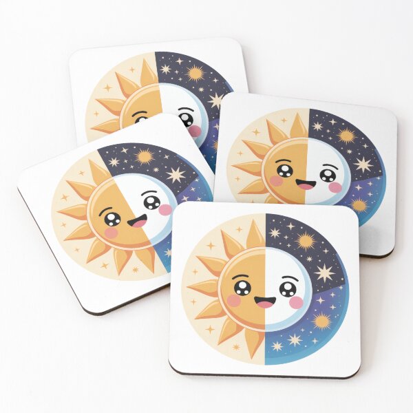 Item preview, Cute Sun and Moon Cartoon Celestial Duo designed and sold by AbanoubStore.