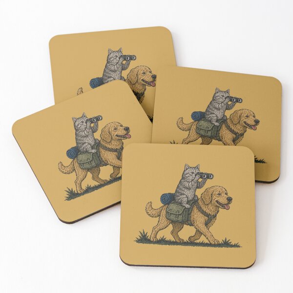 Item preview, Cat Riding Golden Retriever Hiking Adventure designed and sold by bosamji.