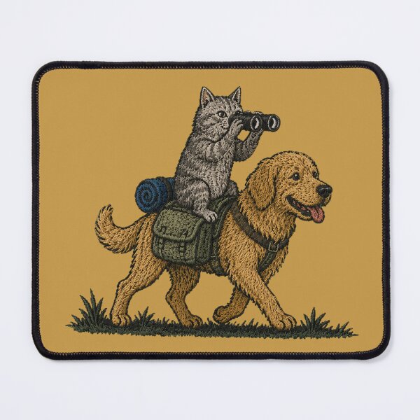 Item preview, Cat Riding Golden Retriever Hiking Adventure designed and sold by bosamji.