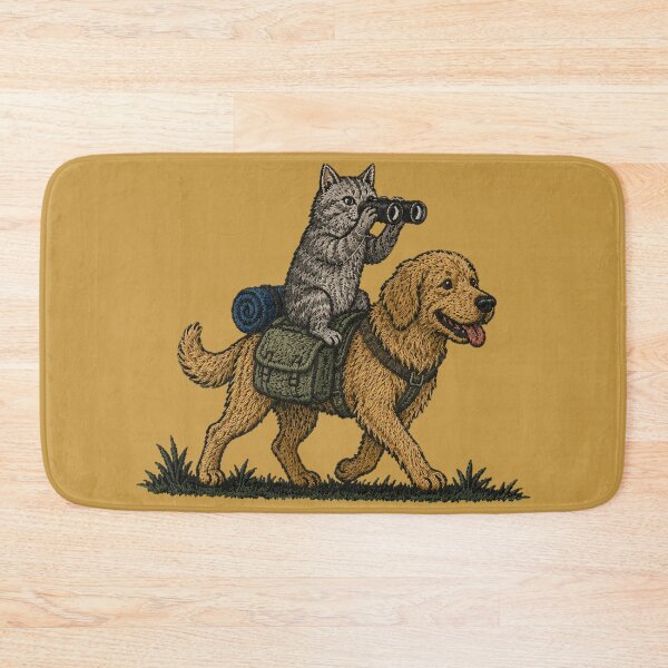 Item preview, Cat Riding Golden Retriever Hiking Adventure designed and sold by bosamji.