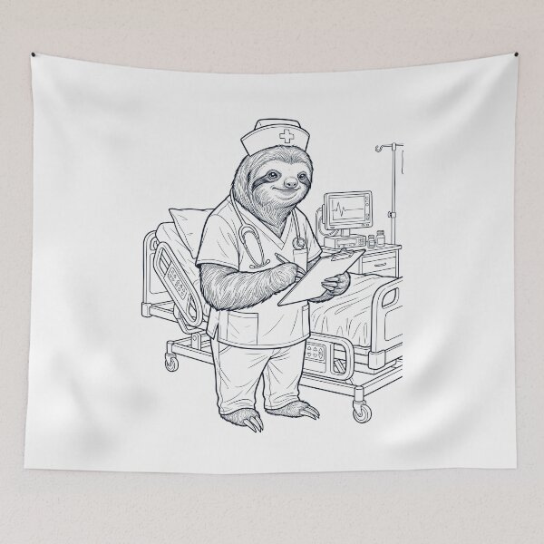 Item preview, Vintage Sloth Nurse Animal Lover designed and sold by TerryConnells.