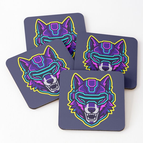 Item preview, Neon Cyber Wolf Gaming Mascot designed and sold by Idans.