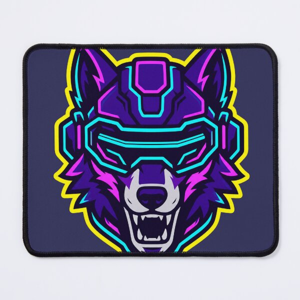 Item preview, Neon Cyber Wolf Gaming Mascot designed and sold by Idans.