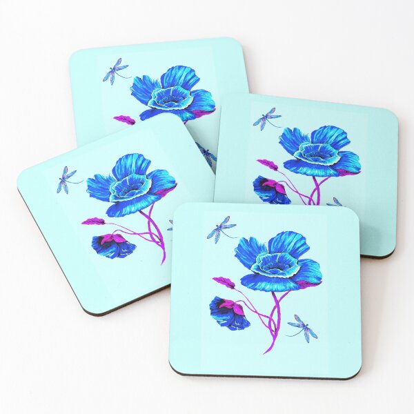 Item preview, Flower and Dragonflies on Blue designed and sold by Linda Callaghan.