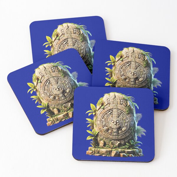 Item preview, Ancient Mayan Calendar Stone - Mystical Jungle Ruins & Overgrown Glyphs designed and sold by PrimalBeastLab.