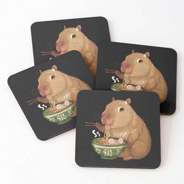 Item preview, Kawaii Capybara Eating Japanese Ramen designed and sold by Littermin.