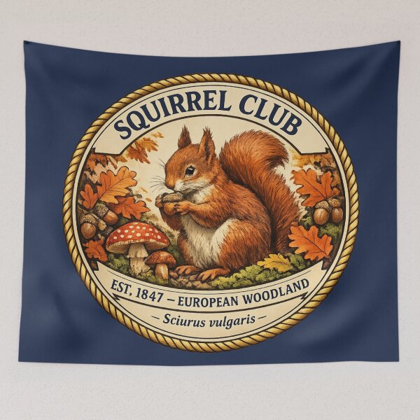 Item preview, Squirrel Club Vintage Badge European Woodland Art designed and sold by CalmCapy Co.