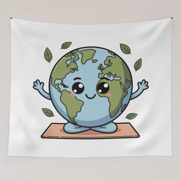 Item preview, Peaceful Earth Day Yoga Planet Cute World Wellness Illustration designed and sold by AbanoubStore.