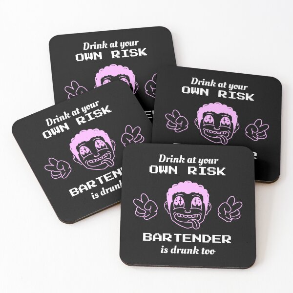 Item preview, Drink At Your Own Risk Bartender Is Drunk Too Funny Bar Humor Cartoon Art designed and sold by DERA RAY.
