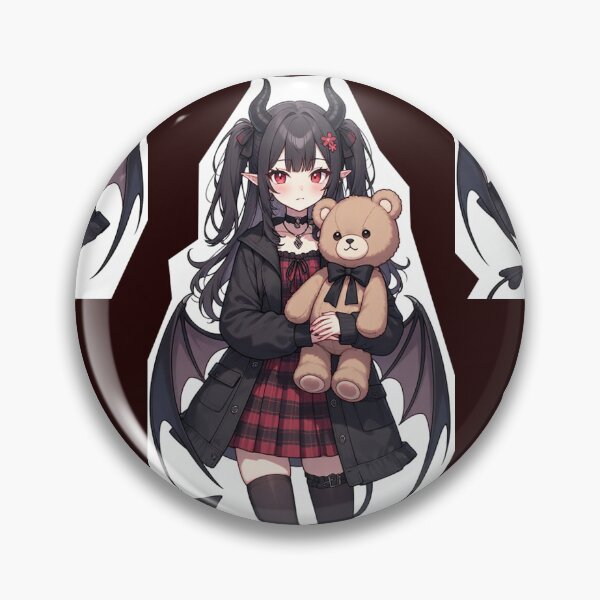 Item preview, Gothic anime girl with teddy bear designed and sold by ArtsJulian.