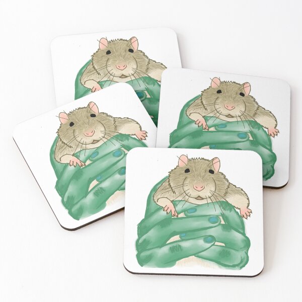 Item preview, Cute Rat Snuggling in Green Winter Scarf Art designed and sold by ALYGADesign.