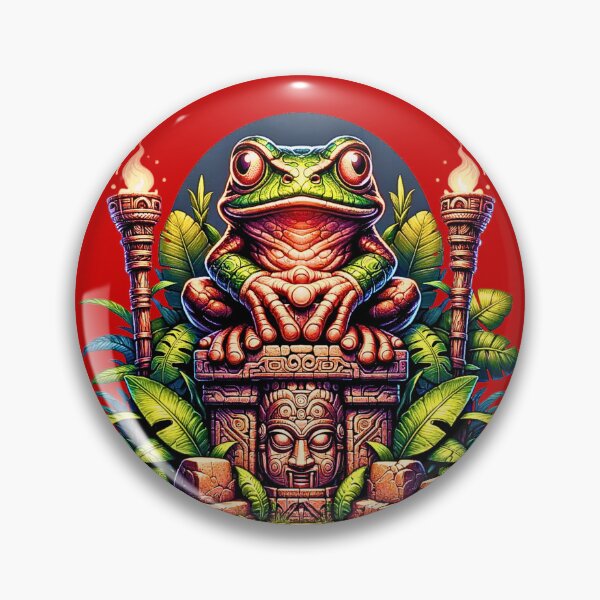 Item preview, Mystical Jungle Frog - Ancient Altar & Tribal Torch Art designed and sold by PrimalBeastLab.
