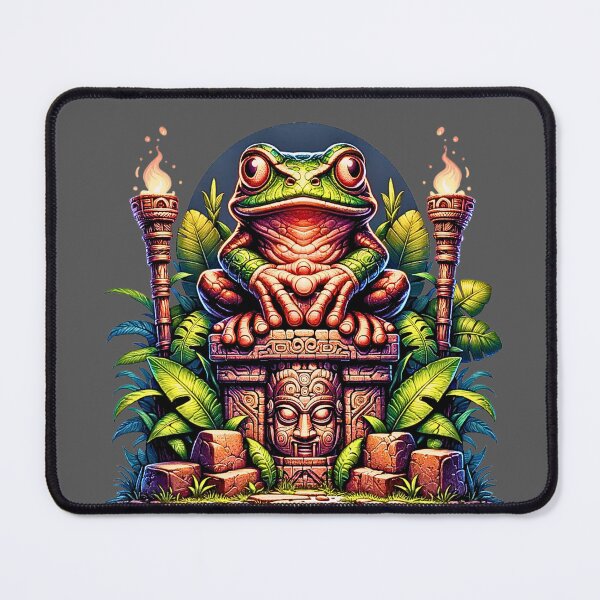 Item preview, Mystical Jungle Frog - Ancient Altar & Tribal Torch Art designed and sold by PrimalBeastLab.