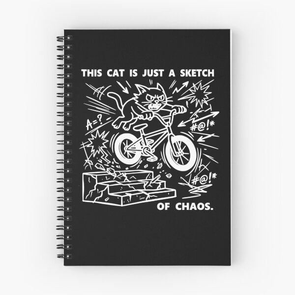 Item preview, Sketch Of Chaos Funny BMX Cat Dark Edition T-Shirt designed and sold by The Bold Line Studio.