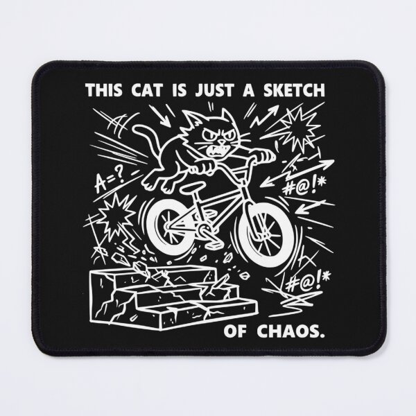 Item preview, Sketch Of Chaos Funny BMX Cat Dark Edition T-Shirt designed and sold by The Bold Line Studio.
