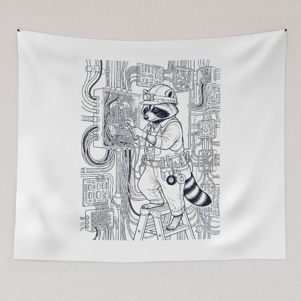 Item preview, Vintage Raccoon Electrician Animal Lover designed and sold by DoodleTortle.