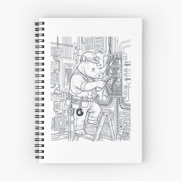 Item preview, Electricista rinoceronte vintage amante de los animales designed and sold by DoodleTortle.