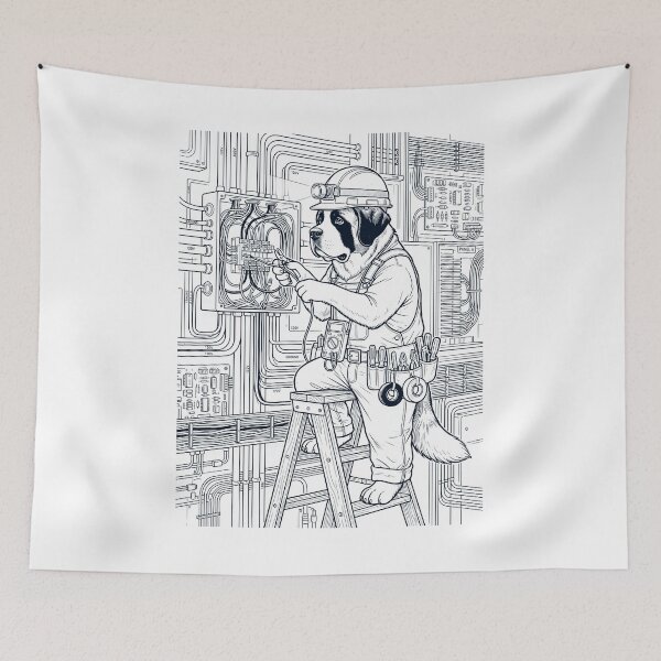 Item preview, Vintage Saint Bernard Electrician Dog Dad Mom Lover designed and sold by DoodleTortle.