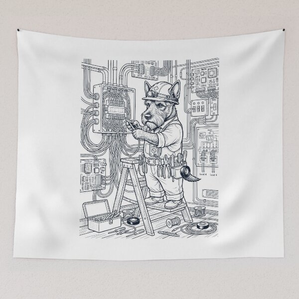 Item preview, Vintage Scottish Terrier Electrician Dog Dad Mom Lover designed and sold by DoodleTortle.