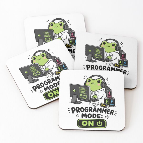 Item preview, Programmer Mode ON Cute Frog Coding Shirt designed and sold by MaynyStudio.